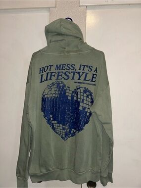 ALIX EARLE -HOT MESS, IT'S A LIFESTYLE Olive Graphic Hoodie
